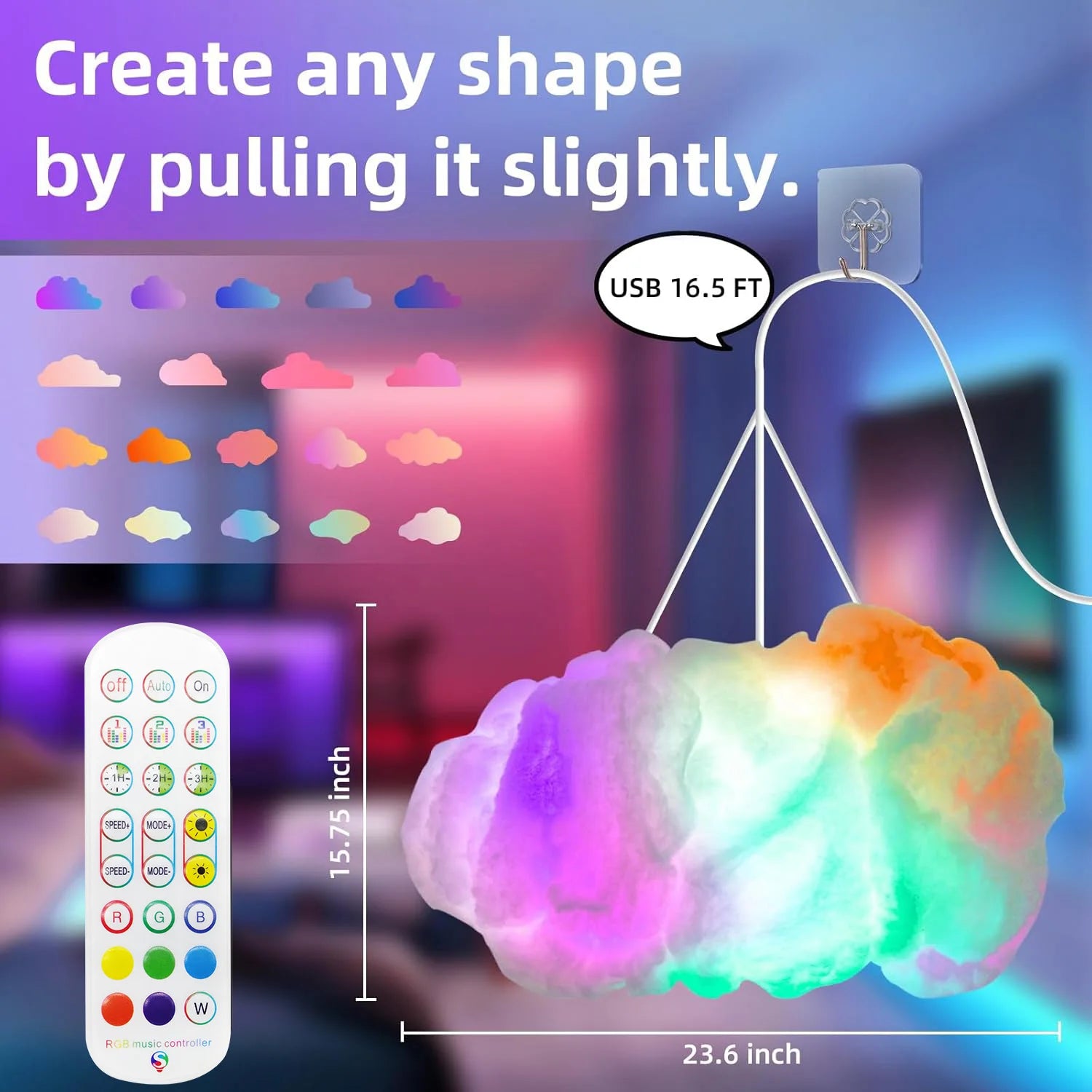 Thundercloud Ceiling LED Speaker  Lamp